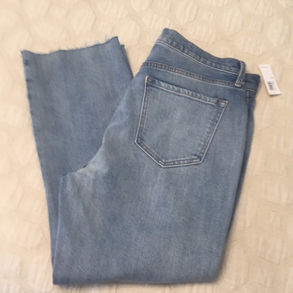 Old Navy Flare Ankle Crop Jeans 12 High Rise Raw